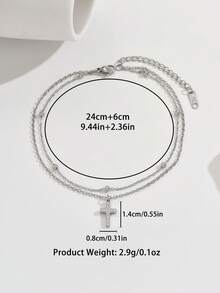 European And American Fashion Cross Stainless Steel Rhinestone Anklet For Women, Versatile Foot Jewelry - Yellow Gold - View 9