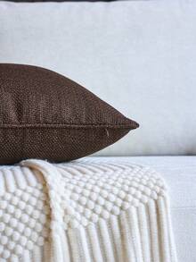1 Vỏ gối (Không có ruột) - Vỏ gối trang trí họa tiết lưới cá Jacquard sang trọng hiện đại, thích hợp cho gia đình, ghế sofa, trang trí giường, mọi mùa - màu nâu - Xem 3