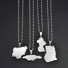 1 件尼日利亚加纳牙买加圭亚那地图城市名称不锈钢吊坠项链国家珠宝 - 彩色 - 查看 3