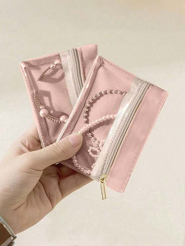 Conjunto de caixa de joias portátil, bolsa de viagem para guardar joias, brincos, colar, anel, pulseira, organizador de joias para mulheres, bolsa de armazenamento para itens essenciais de viagem, presente de formatura, caixa de joias de Natal para mulheres, organizador de armazenamento, itens essenciais de viagem, volta às aulas, armazenamento no dormitório