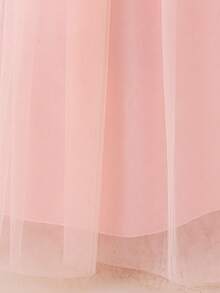 Tween Girls Lace 3/4 Sleeve Bow Mesh Elegant Birthday Party Princess Dress, Suitable For School Graduation Prom Flower Girl, Headband Not Included - Baby Pink - View 7