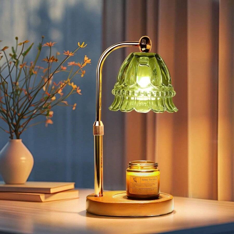 GEEZO Fragrance Candle Warmer Lamp,Electric Candle Warmer With Timer & Dimmer,Mom Christmas Birthday Gifts For Women, House Warming Gifts New Home Bedroom Decor - 綠色2 - 查看 1