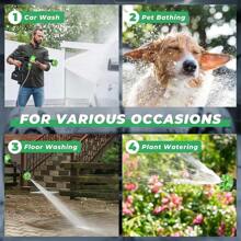 Cordless Pressure Washer, 300W Portable Pressure Cleaner Washer With 6-In-1 Nozzle, Rechargeable Battery Pressure Washer With 5m Water Pipe, High Pressure Washer Gun For Car, Fence, Floor, Patio