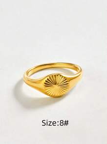 1pc Fashion Boho Sunbeam Ring, 18K Gold Plated Stainless Steel Wavy Adjustable Ring Size 5-10, Suitable For Men & Women, All Season Wear, Great For Mother's Day Gift