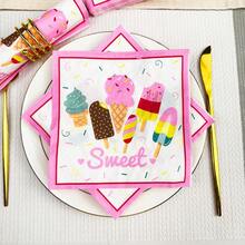 100/60/20 Stücke 33 x 33 cm Einweg Servietten mit Eiscreme-Motiv, geeignet für den täglichen Gebrauch Zuhause, Geburtstagsfeiern, Dates, Familienfeste, Outdoor-Picknicks und Dekorationsservietten für Restaurants - Pink - Übersicht 6