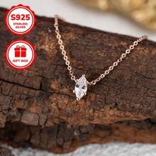 1 pieza Collar de moda para mujer, estilo clásico con forma de diamante de seis garras, de plata de ley 925 incrustada con circonita cúbica de calidad 5A, adecuado para fiestas, uso diario, regalos, citas, vacaciones, bodas, apto para el Día de la Madre, San Valentín, Pascua, Navidad, aniversario, cumpleaños