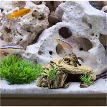 Realistic Resin Turtle Sundeck - Artificial Rock Sanctuary & Terrarium For Reptiles, Frogs & Turtles | Easy-To-Install Aquarium Ornament With Natural Rock Texture And Green Moss Cover, Turtle Habitat Decor