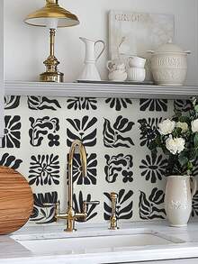 7.87x7.87英寸-10件马卡龙马蒂斯乙烯基墙砖贴纸，用于家居装饰，自粘式剥离粘贴式防溅瓷砖贴花，适用于厨房浴室，易于拆卸，适合租房者