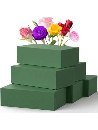 10pcs/1/3/6 Pcs, Floral Foam Blocks For Fresh Flowers And Artificial Flower Arrangements. Square Floral Foam Blocks, Measuring 4.29 In * 2.93 In * 1.56 In. Green Flower Foam For Wet And Dry Use. Suitable For Wedding, Birthday, Home, Office, Flower Shop Supplies, DIY Flower Arrangement, Party Decoration And Garden Decoration,Centerpieces,Artificial Flowers Plastic.Decorative Rose,Decorative Style.