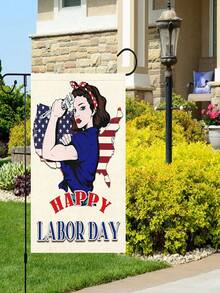 1pc Labor Day Patriotic Theme Outdoor Lawn Garden Flag, Yard Banner Applicable For Holiday Celebrations - Labor Day Tribute to Workers - View 5