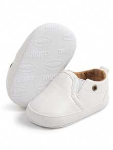 婴儿男孩女孩鞋防滑鞋底运动鞋婴儿学步鞋新生儿乐福鞋平底鞋。 - 白色 - 查看 6