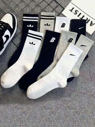 9 pares de calcetines deportivos de media caña, cortos, largos y de corte alto, de algodón puro, aptos para baloncesto, fútbol y todas las estaciones, otoño