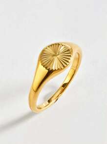 1pc Fashion Boho Sunbeam Ring, 18K Gold Plated Stainless Steel Wavy Adjustable Ring Size 5-10, Suitable For Men & Women, All Season Wear, Great For Mother's Day Gift