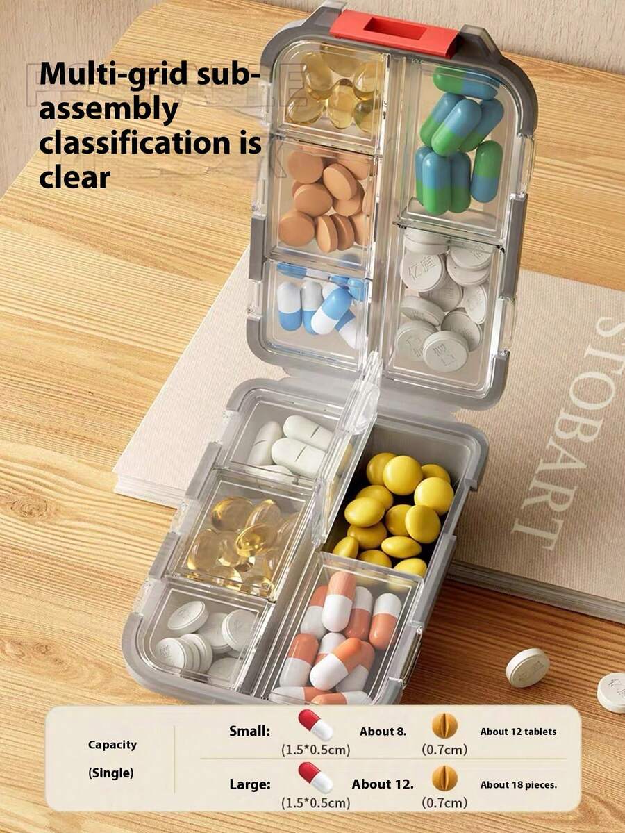 7天药盒，带10个隔层，每日药物分隔盒，便携式每周旅行药盒，维生素补充剂储存容器，防水口袋药盒