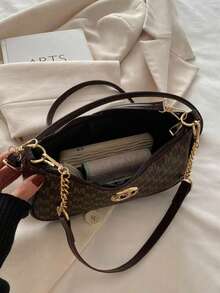 2025, Túi đeo chéo vải PU chống thấm nước cổ điển thời trang mới thiết kế in chữ M có dây xích kim loại. Thích hợp để mua sắm, ví, sinh viên, phụ nữ trẻ, phụ nữ văn phòng. Hoàn hảo cho văn phòng, trường đại học, công việc, kinh doanh, đi làm, hoạt động ngoài trời, du lịch và dã ngoại. - Cà phê - Xem 3