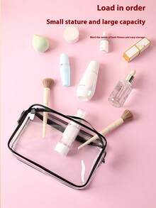 5pcs Transparent PVC Zipper Cosmetic Bag Set, Portable Clear Toiletry Bag, Business Travel, Vacation, Bathroom Storage Travel Zipper Pouch, Minimalist Unisex Clear Organizer Bag, EVA Toiletry Cosmetic Bag Set, Transparent Zipper, Travel Organizer Bag. Suitable For Backpack, Travel Essential, Beach Vacation. - Multicolor - View 5