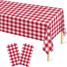 2/4pcs Yellow & Gold Color Disposable Plastic Tablecloth, Yellow & White Plaid Background, 54" X 108", Suitable For Birthday Party, Outdoor Dinner, Holiday Party Decoration