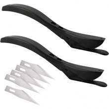 Pack de 2 coupe-papier cadeaux avec 5 lames de rechange, couteau de sûreté, couteau pour couper le papier, le papier aluminium et l'emballage, en noir