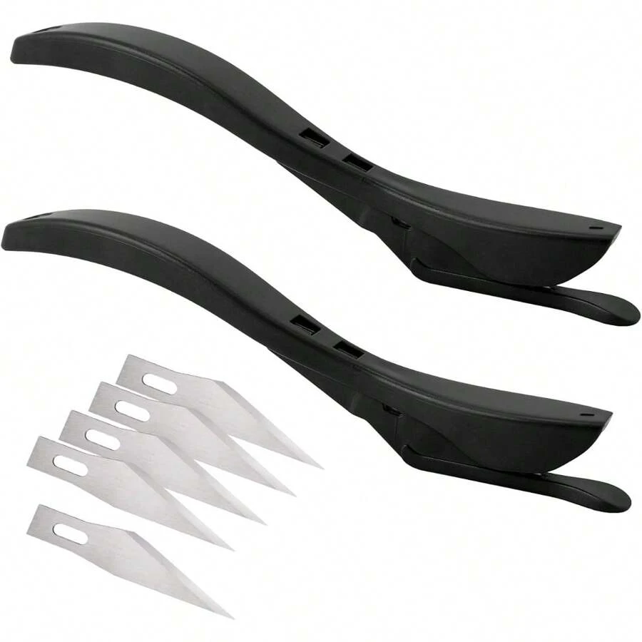 Pack de 2 coupe-papier cadeaux avec 5 lames de rechange, couteau de sûreté, couteau pour couper le papier, le papier aluminium et l'emballage, en noir