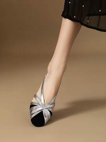 Zapatos de tacón alto dorados para mujer, sandalias de gladiador - Plateado - Ver 4