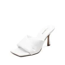 BURUDANI Women's High Stilettos Heels Mules Open Square Toe Slip On Comfort Sexy Dress Pumps Sandals Evening Party Prom Dance Shoes - White - View 2