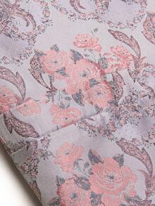 Men's Jacquard Vest Suit Set (Includes Tie, Cuff, Handkerchief)- Elegant Tuxedo Waistcoat For Weddings, Homecoming, Cruise & Formal Events | Dress Vest Jacket With Jacquard Pattern - Pink Flowers - View 8