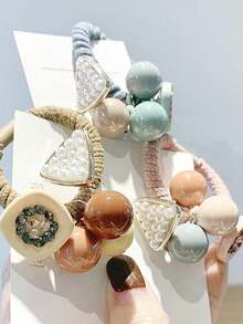 3pcs/6pcs/10pcs Candy Pearl Hair Ties, Versatile & Sweet For All Seasons - Multicolor - View 8