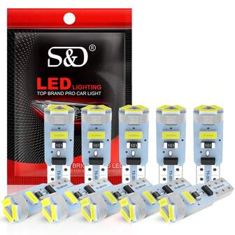 S&D 10 Piezas de bombillas LED T5 W3W W1.2W para tablero de instrumentos de automóvil, luces interiores de coche, lámpara cuña lateral, tablero de instrumentos, bombilla blanca, 12V DC