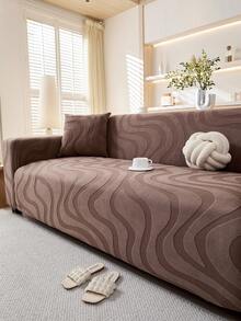 1pc Stretch Sofa Cover - Easy To Install, Fully Protects 1/2/3/4 Seater Sofa, Living Room/Home Decor, Anti-Slip, All Season Sofa Slipcover (Dark Coffee, 90-140cm, Single Seater, 1pc) - Dark Brown - View 4