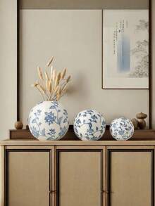 1 pieza Jarrón cerámico con bola dorada chapada, decoración para el hogar, artesanía, maceta para plantas hidropónicas, decoración de habitación, jarrón de flores, jarrón de vidrio