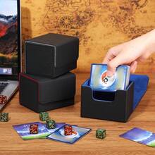 1 pieza Caja (PU) para baraja de cartas - Caja de almacenamiento de cartas que almacena perfectamente 100 cartas con doble funda de MTG, PTCG y TCG. Regalo de Navidad, Halloween, Acción de Gracias