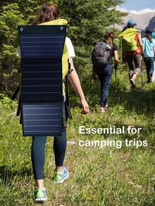 Foldable Solar Panel Charger, Multi-Functional For Outdoor Travel & Camping, Suitable For Charging Mobile Phones And Laptops, Portable Solar Charging Panel - Black - View 6