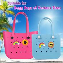 Encantos para accesorios, colgante para bolso de playa de PVC y goma con patrón decorativo y palabras para bolso de mano de playa