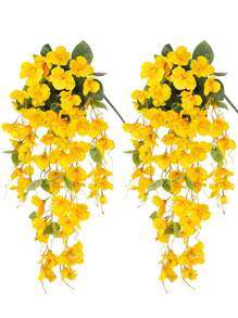 1Pc/2Pcs Artificial Hanging Flowers Fake Hanging Plants Faux Silk Hibiscus Long Vines UV Resistant Realistic Flowers For Basket Home Porch Outside Garden Yard Patio