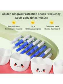 1 pieza Cepillo de dientes eléctrico recargable/a batería con 6 cabezales de cepillo, 1 modo de velocidad para la versión a batería, 4 modos de velocidad para la versión recargable