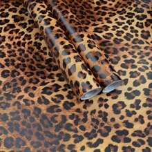 1 Roll Leopard Print Vintage Animal Removable Vinyl Self-Adhesive Wallpaper, Drop Match Pattern, Waterproof, Detachable, For Cabinets, Dresser Drawers, Shelves, Bedroom, Bathroom Vanity, Wall Furniture Workstation Decor