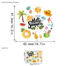 1pc Summer English Beach Party Fruit Print Static Sticker Room Decor Home Decor Stickers Wall Decor
