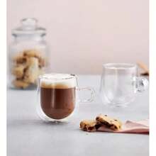 1pc Double Layer Insulated Glass Cup With Handle, Transparent Water/Coffee/Tea Cup, Thick Heat-Resistant Glass