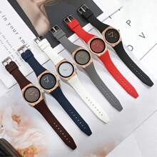 1pc Women's Plastic Strap Roman Numeral Scale Round Case Quartz Wrist Watch, Fashionable, Elegant, Lightweight, Suitable For Daily Wear, With Calendar