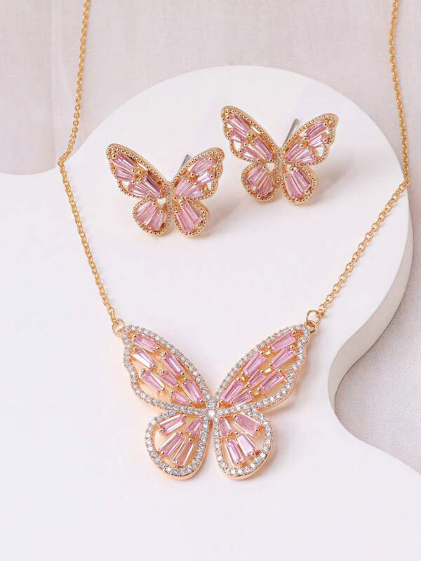 1 Set de joyería exquisita de moda de Oriente Medio con diseño de mariposa para mujeres, adecuada para uso diario, fiestas y reuniones