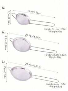 3pcs/1pc Stainless Steel Fine Mesh Tea Strainer With Handle - Japanese Style Matcha Powder Sifter - Silver - View 3