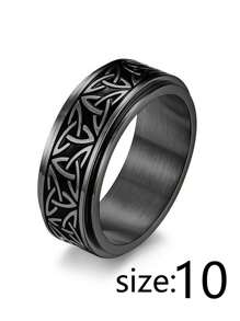 1 szt. Czarny pierścień ze stali tytanowej, europejski i amerykański celtycki Triquetra obrotowy, pierścień dekompresyjny