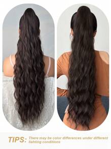 Claw Ponytail Extension Hair Brown Color 32 Inch Long Water Wave Heat Resistant Fiber Synthetic Ponytail Hairpiece For Girl Women Daily Used