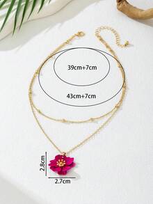 1 chiếc vòng cổ mặt hoa 5 cánh bất đối xứng hình cô gái năng động mùa hè Dopamine màu hồng dành cho nữ, thích hợp để đeo khi đi du lịch/nghỉ dưỡng/hàng ngày (Sản phẩm này không chống thấm nước, vui lòng cẩn thận khi đeo và tháo ra khi bơi hoặc tắm. Chuỗi hạt được làm thủ công, số lượng hạt ngẫu nhiên và chiều dài cố định là chủ yếu) - Màu Hồng Tươi - Xem 6