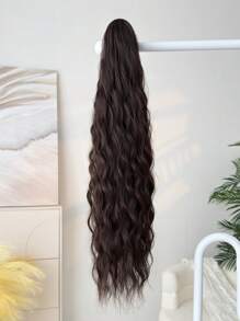 Claw Ponytail Extension Hair Brown Color 32 Inch Long Water Wave Heat Resistant Fiber Synthetic Ponytail Hairpiece For Girl Women Daily Used