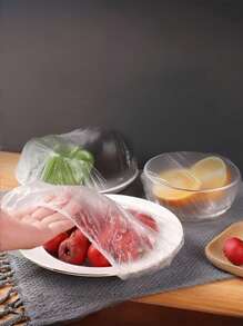 1 pachet/3 pachete Folie de plastic de dimensiuni mari, capac pentru alimente îngroșat de unică folosință, fără rupere, potrivit pentru tăvi de fructe, farfurii, boluri și pungi de conservare pentru vase.