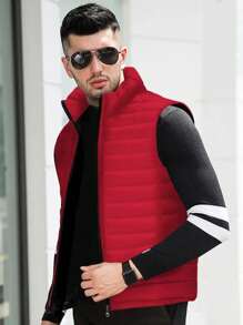 1 pieza Chaqueta sin mangas para hombres, cuello alto, versátil y de moda, abrigo de otoño/invierno
