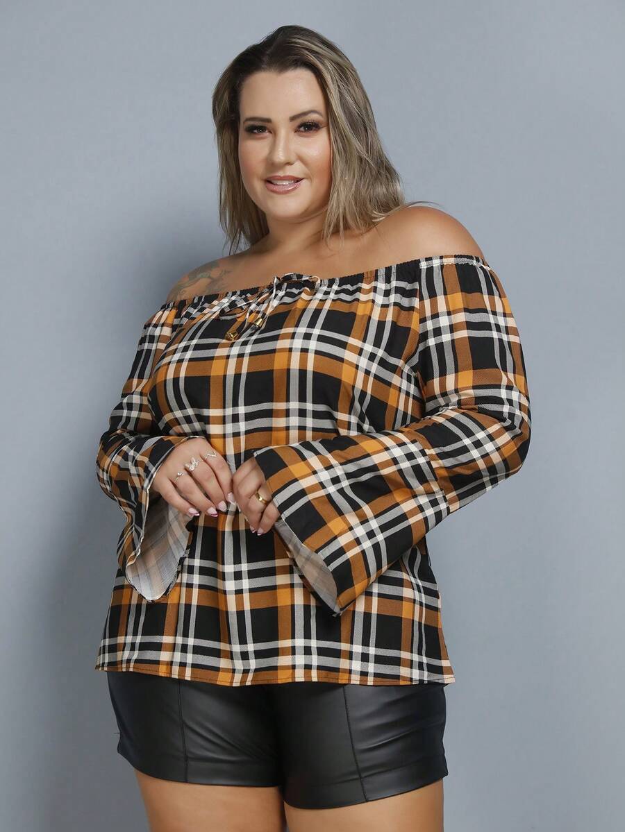 Plus Size Blouses - Rust Brown - View 1