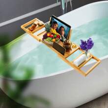 Premium Bamboo Bath Tray Table, stolik do wanny z uchwytem na telefon, wino, rozszerzalna tacka do wanny z 2 przesuwanymi tackami Back To School