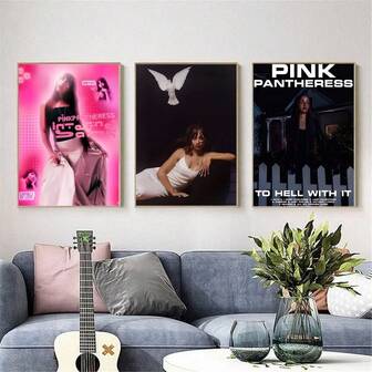 1/3pcs Singer Pink Pantheress Poster HD Waterproof Home Living Room Bedroom Bar Aesthetic Decoration Frameless ,Wall Art With Frame